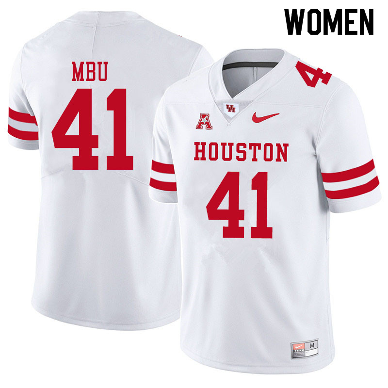 Women #41 Bradley Mbu Houston Cougars College Football Jerseys Sale-White - Click Image to Close